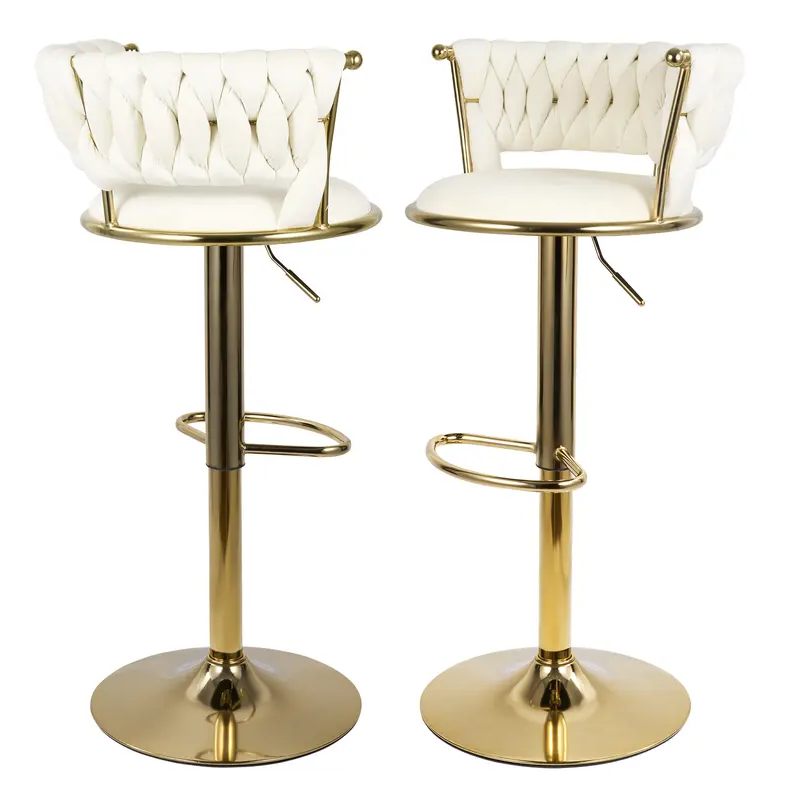Beige/Gold Velvet Swivel Bar Stool 1139 2 Per Box2 Per Box