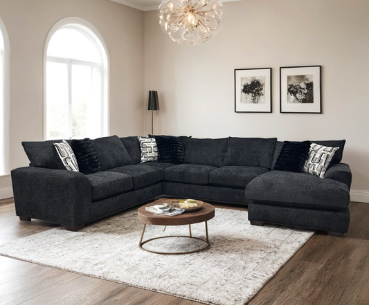 Black Fabric OVERSIZED Sectional 8600