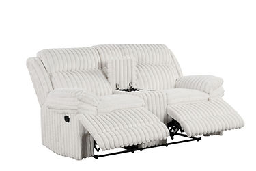 Mellow White Thick Stripe Fabric 3pc Reclining Set S3939