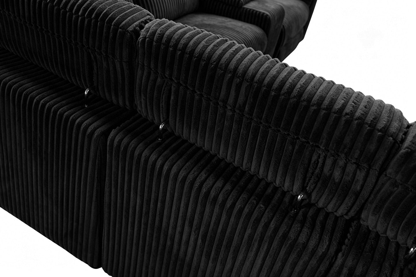 Yash Black Corduroy POWER Reclining Sectional S7033