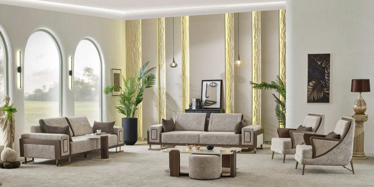 Nirvana 4-pieces (2 Four Seat Sofa & 2 Chair) Livingroom Set Beige