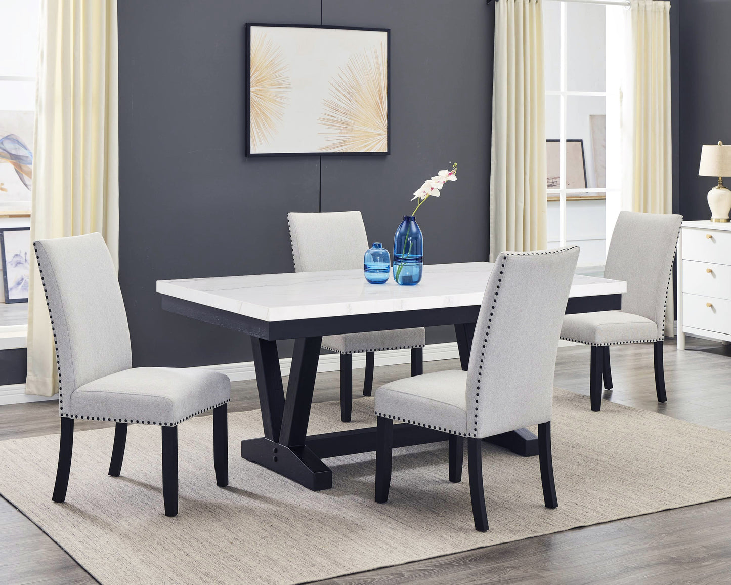 Varley Dove Genuine Marble Dining Set 1320