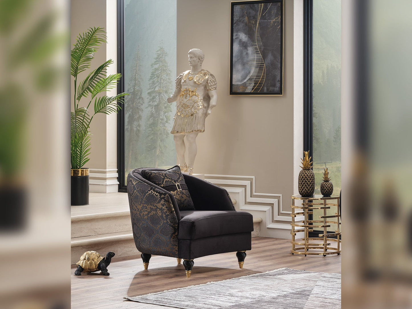Lima 3-pieces (Sofa & Loveseat & Chair) Livingroom Set Black