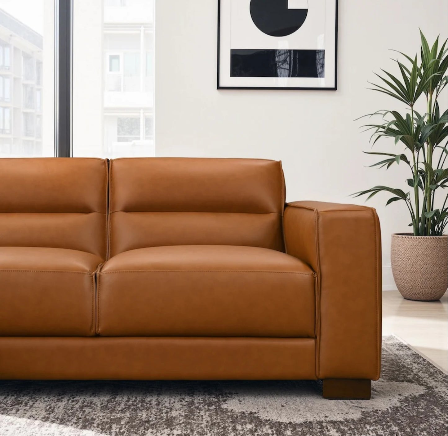 Muncie L-Shaped Sofa with Plush Cushions & Walnut Wood Legs
