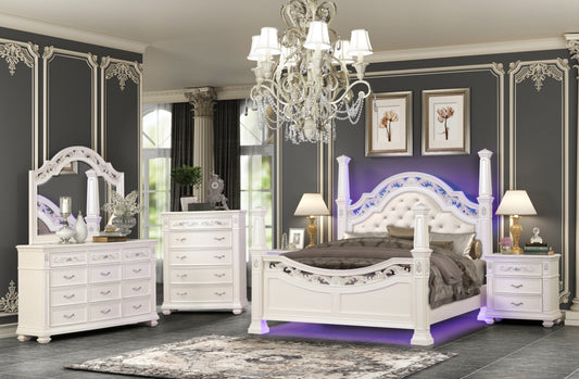 Valentina White Classic Luxury Bedroom Set