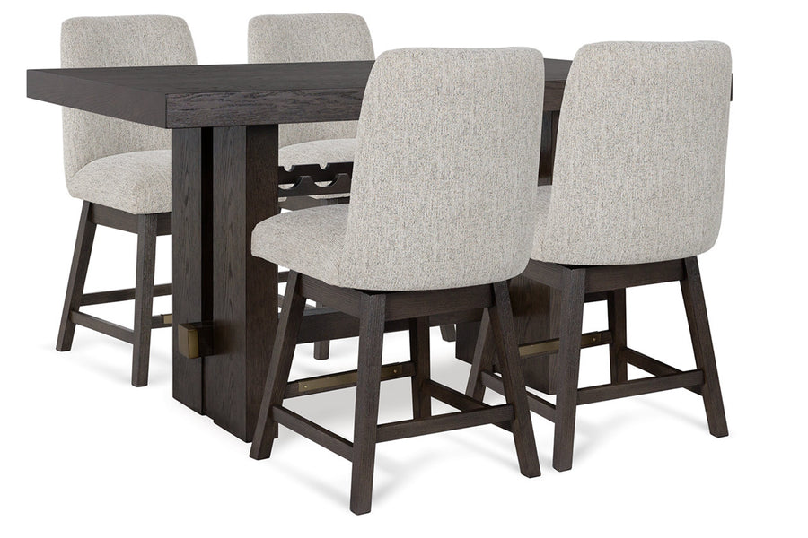 Burkhaus Dark Brown Counter Height Dining Table and 4 Barstools D984