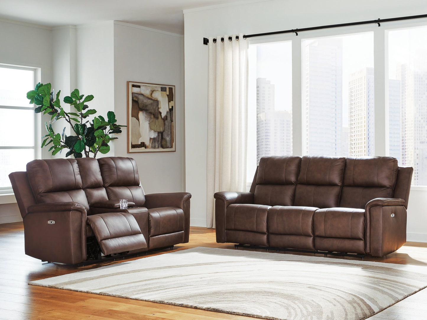 Bleckley Espresso POWER/TOP GRAIN LEATHER Reclining SofaandLoveseat| PCU1200115