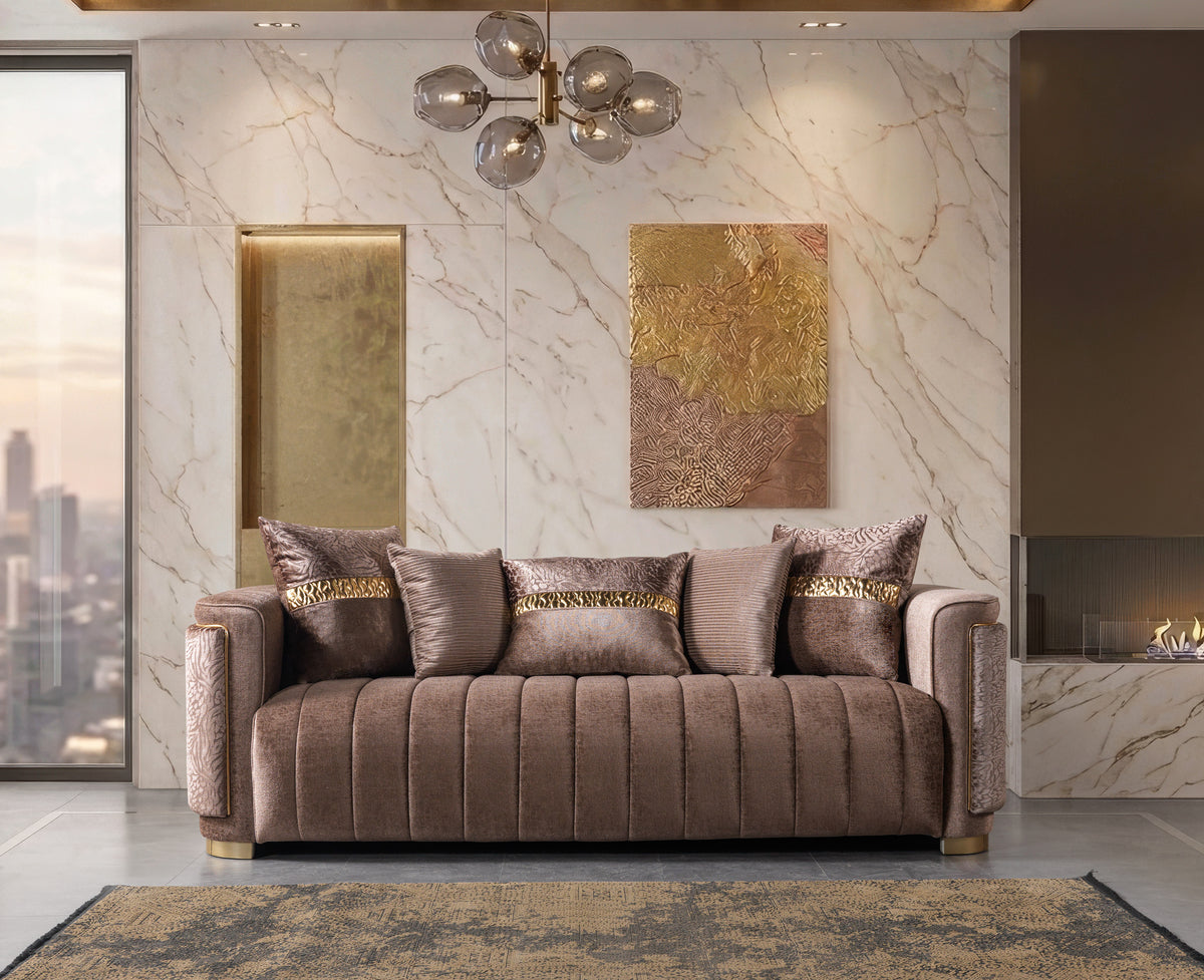 Carlina Coffee Luxury Living Room Set