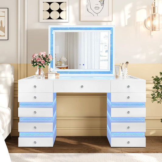 Lily White LED/BLUETOOTH SPEAKERS Luxury Vanity Set