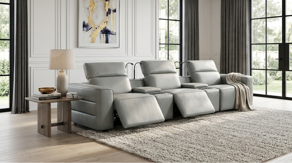 Diamante Grey 3pc POWER Reclining Sofa MI-2515