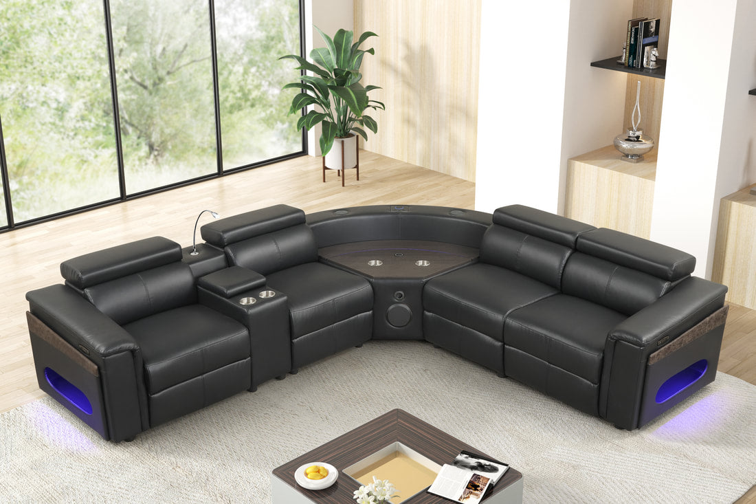 Holiday Black POWER/BLUETOOTH SPEAKERS Reclining Sectional