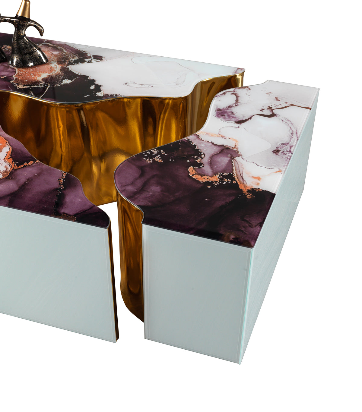 Dream  White Marble 3pc Coffee Table