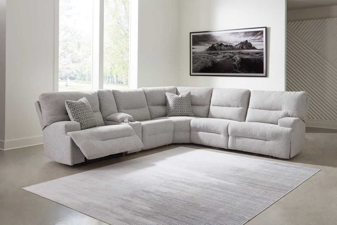 Acklen Place Pewter 5pc POWER Reclining Sectional 93607