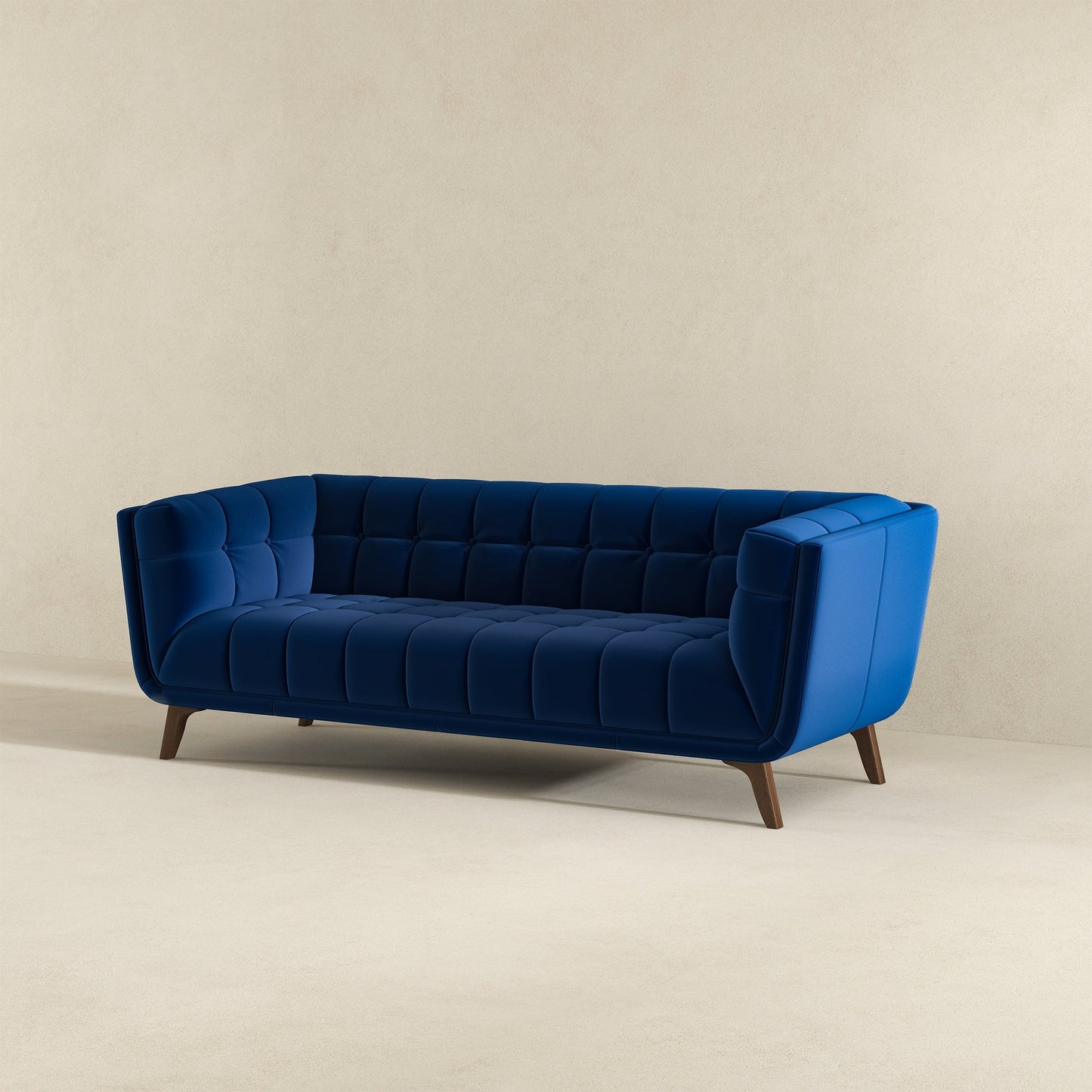 Addison 86" Blue Velvet Modern  Sofa