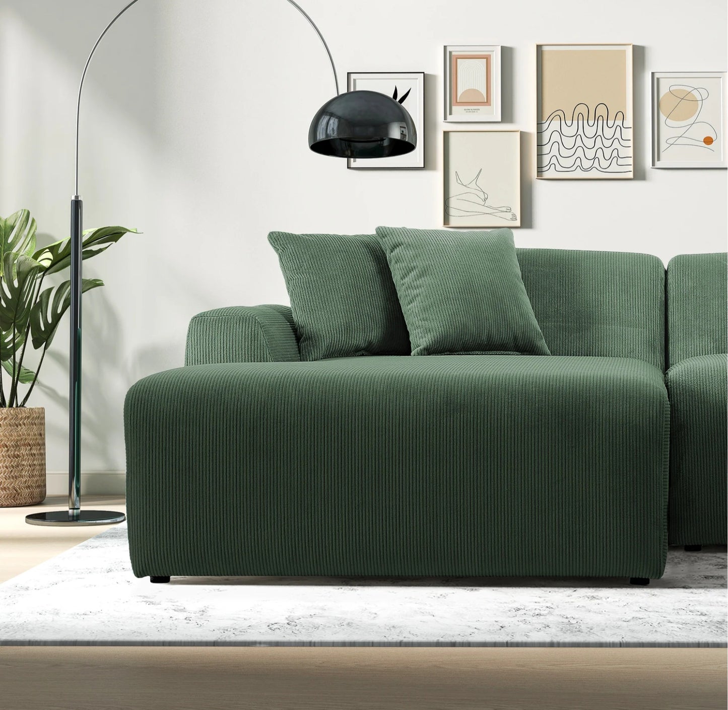 Mar Green LAF Sectional Corduroy Sofa