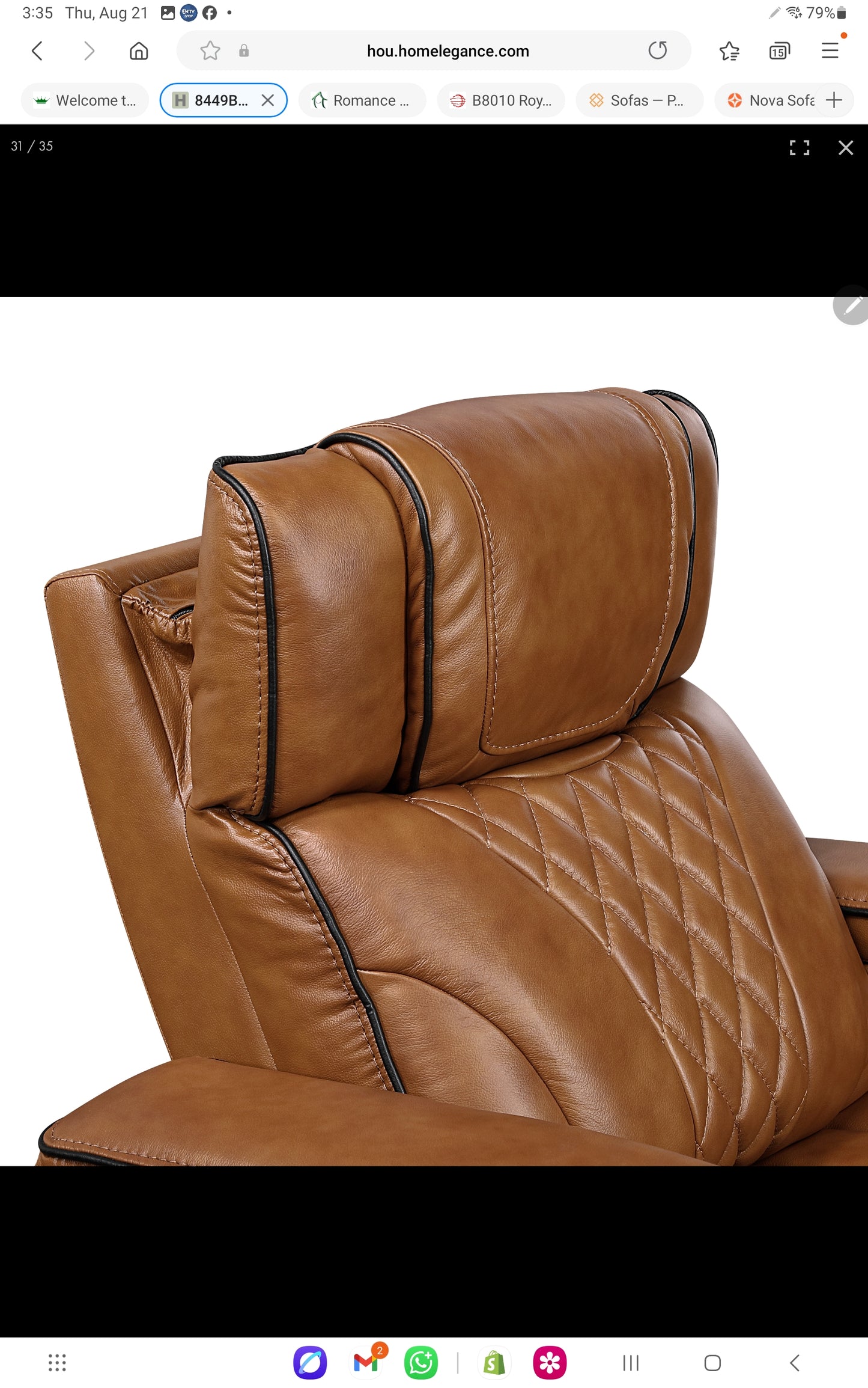 Apex TOP GRAIN LEATHER/POWER/LED/MASSAGE Reclining Set 8449