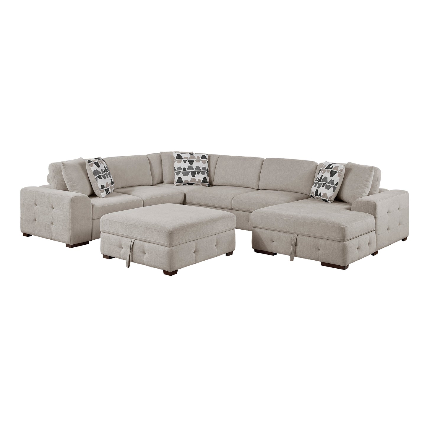 Raife Taupe 5pc Sectional with Right Chaise and Ottoman 9624
