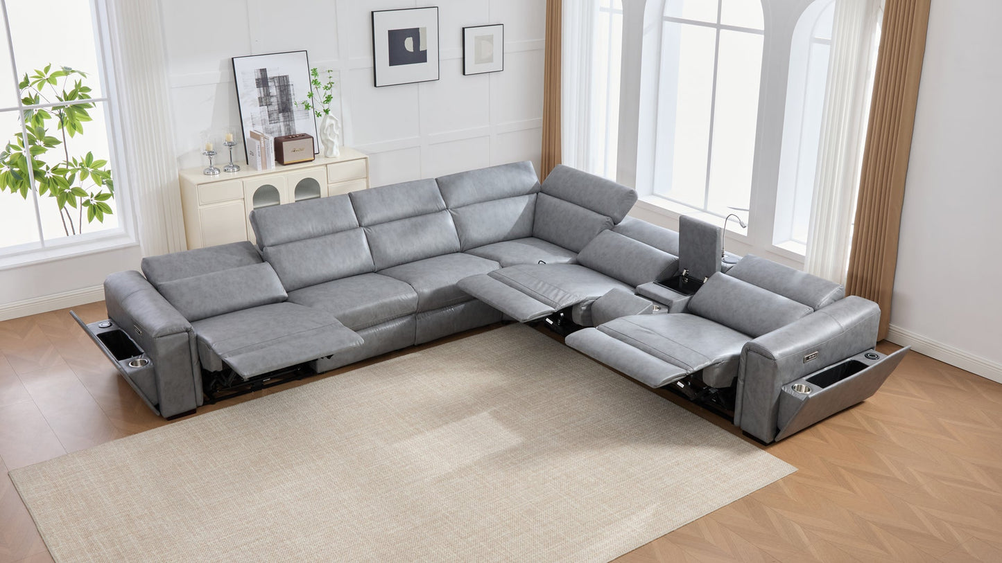 Divani Grey POWER/BLUETOOTH SPEAKERS RECLINING SECTIONAL S681