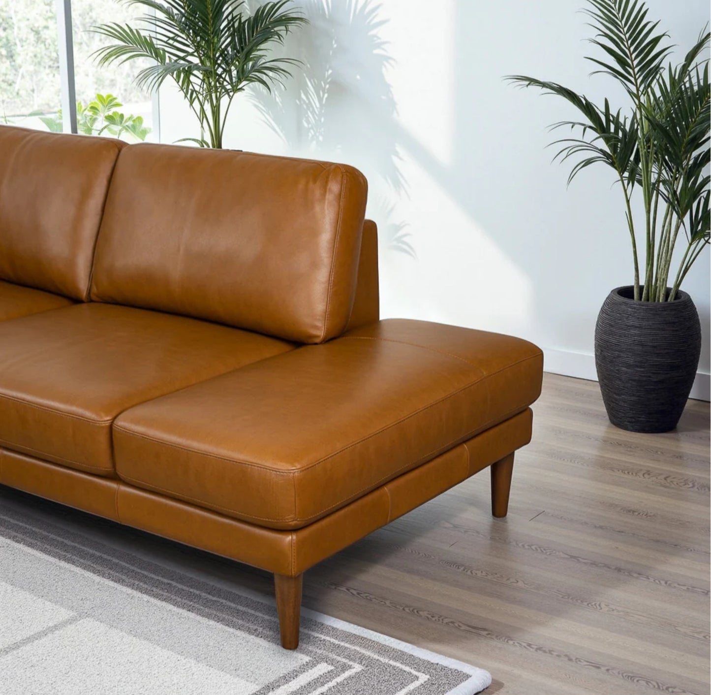 Corbin Right-Facing Tan Genuine Leather Sectional
