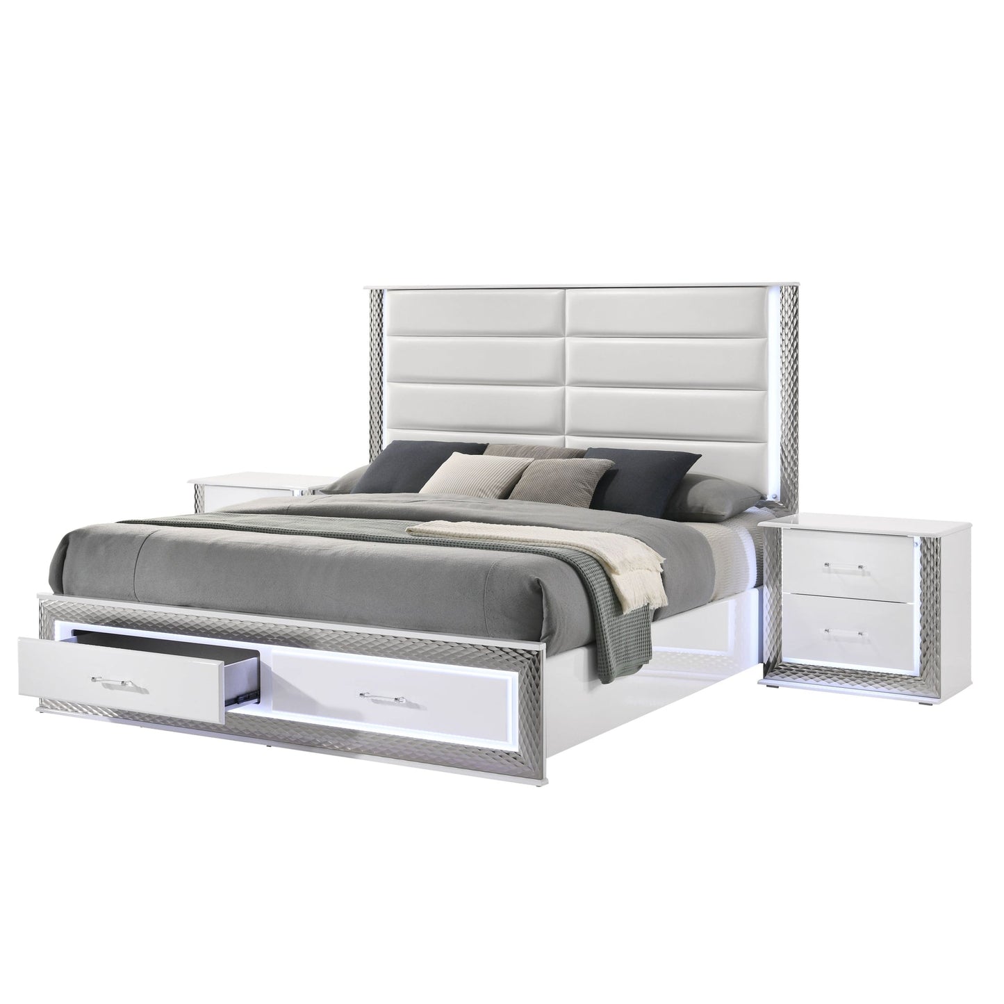 Dina White LED Platform Bedroom Set