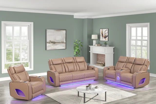Rivera Saddle POWER/BLUETOOTH SPEAKERS/LED 3pc Reclining Set