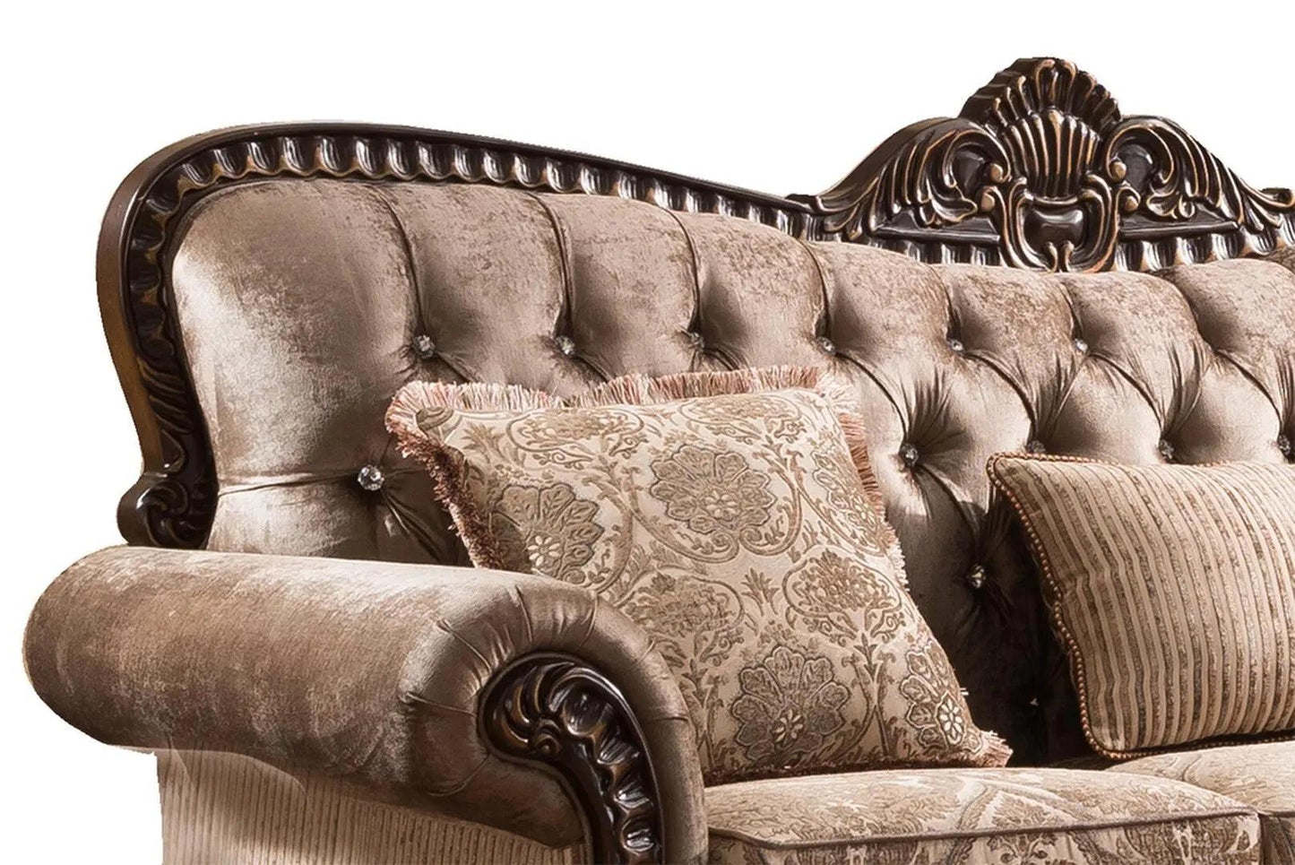 Giana Cherry Wood Finish Luxury Living Room Set