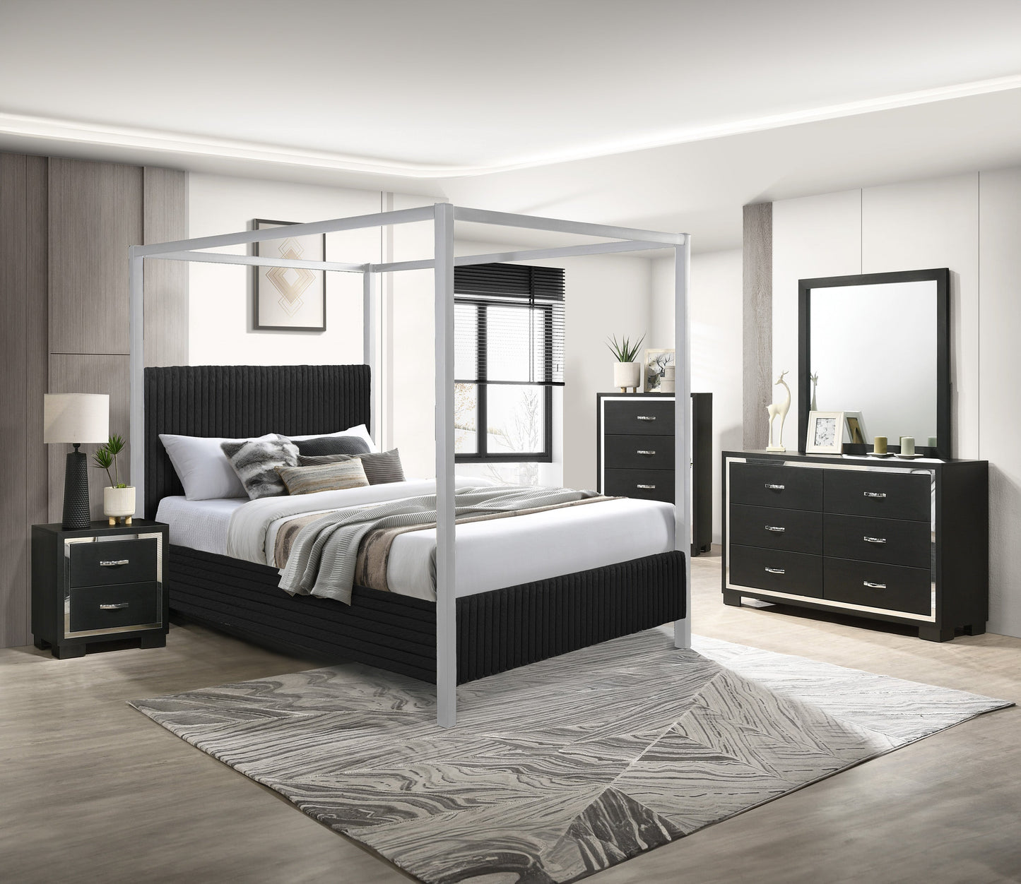 Cora Black King Canopy Bed