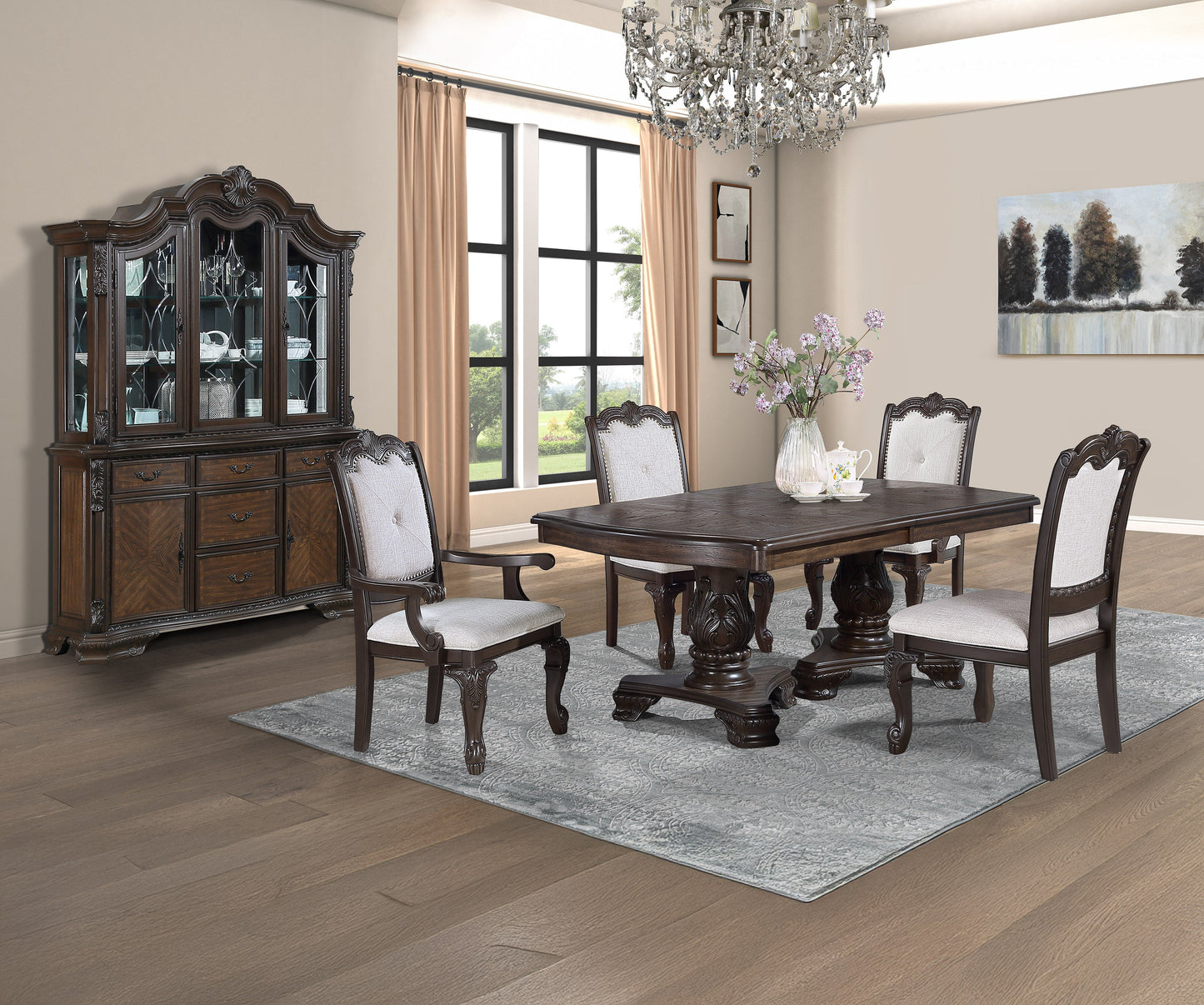 Kiera Coffee Brown Formal Extendable Dining Set 2149