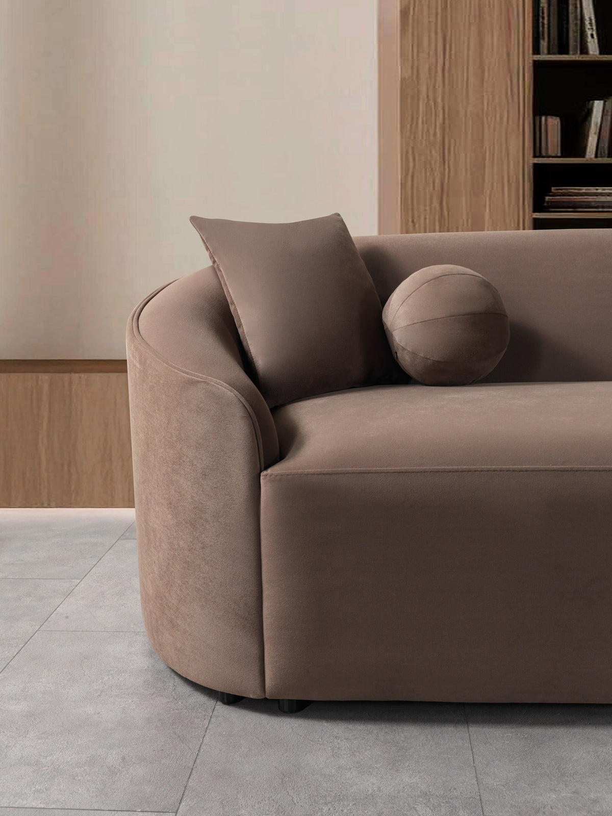 Cloe Coffee Velvet Curved 134" RAF Sectional