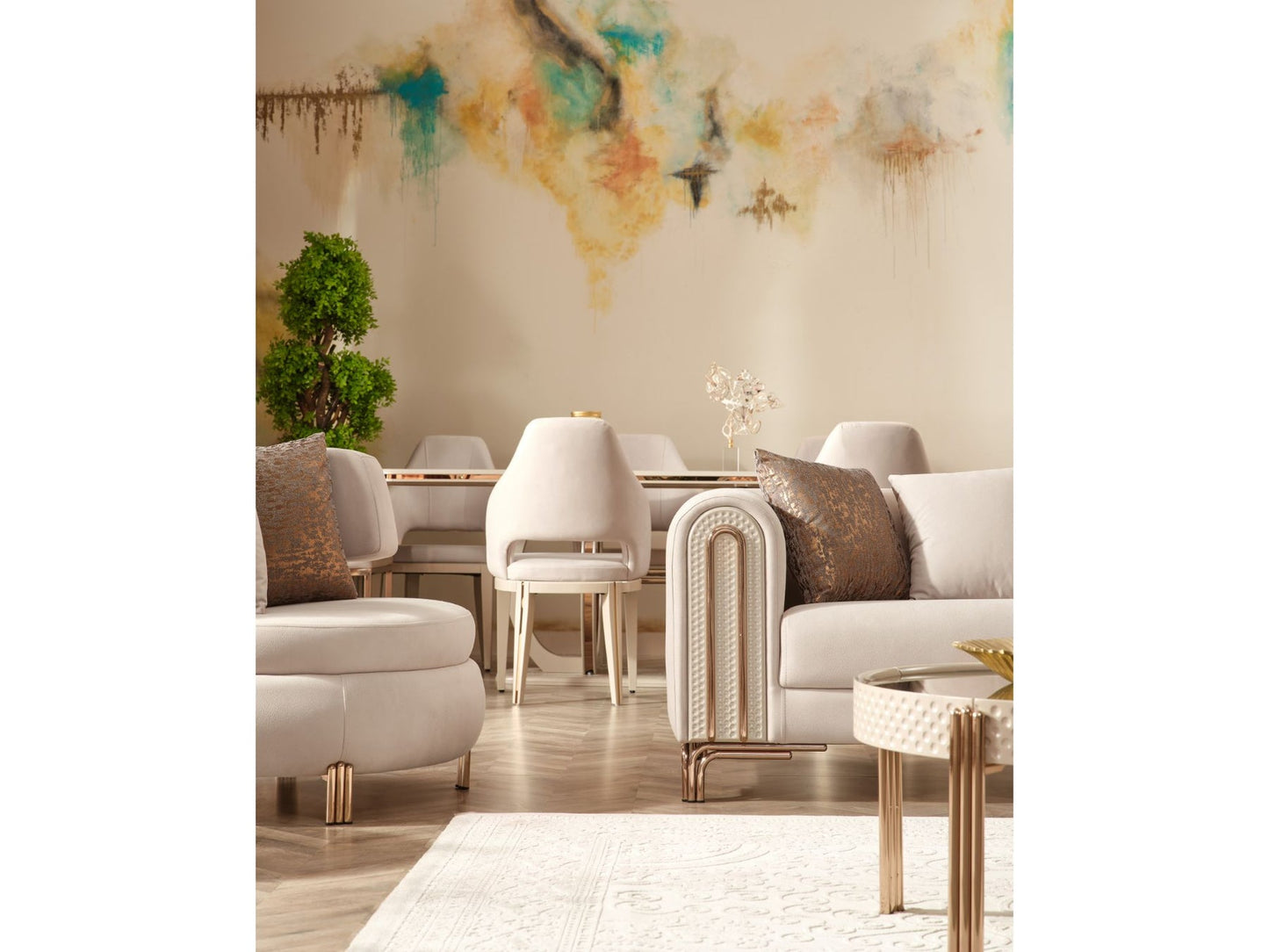 Paris 3-pieces (Sofa & Loveseat & Chair) Livingroom Set Cream