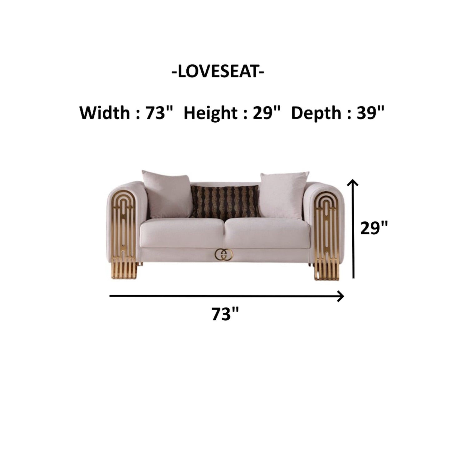 Monaco 3-pieces (Sofa & Loveseat & Chair) Livingroom Set Cream