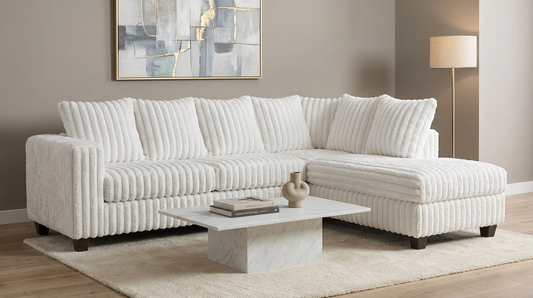 Gia Eggshell White Corduroy Sectional S300
