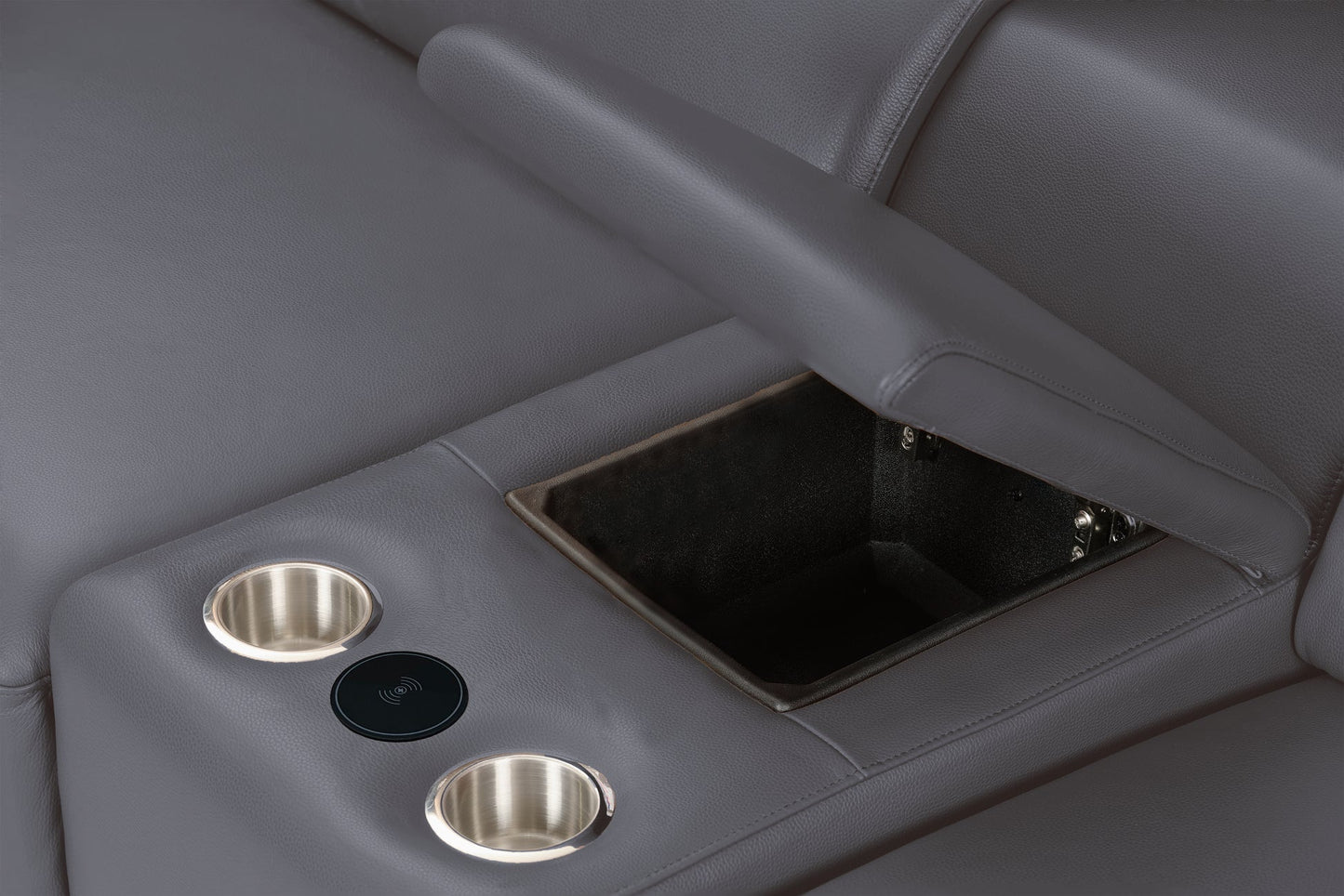 Picasso II Dark Grey 2-POWER Italian Leather Match 6pc Sectional  MI631