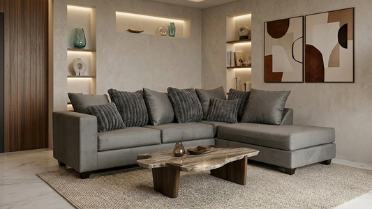 Kora Charcoal Fabric Sectional S325