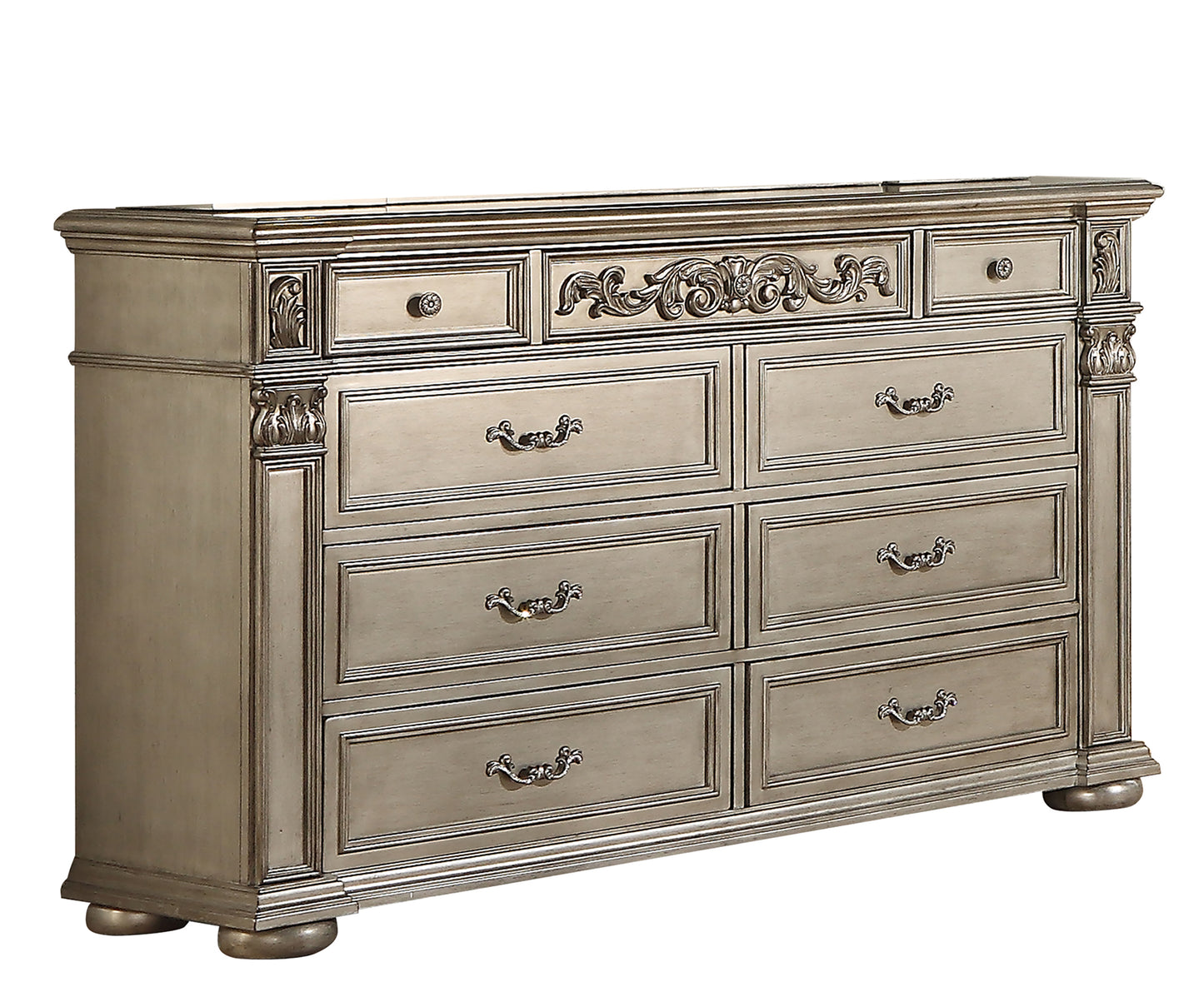 Platinum Silver Classic Luxury Bedroom Set