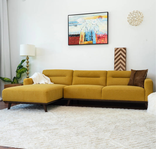Ella 109" L-Shaped Dark Yellow Linen Left Sectional