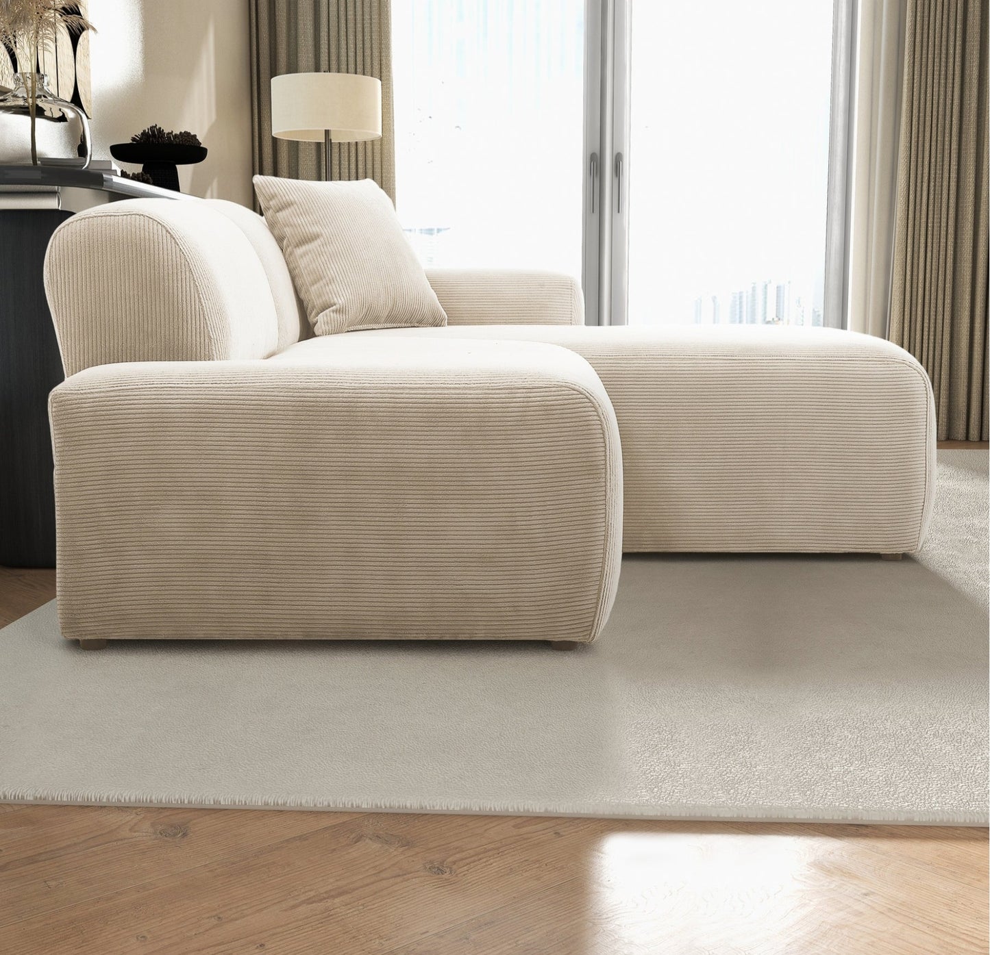 Mar Cream RAF Sectional Corduroy Sofa