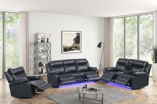 Aiden Black LED 3PC Reclining Set