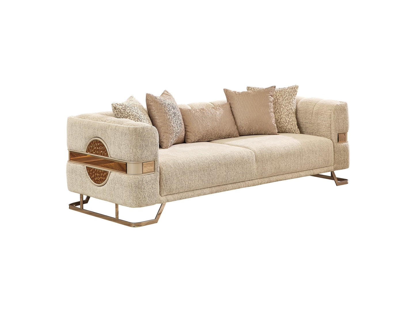 Nova 3-pieces (Sofa & Loveseat & Chair) Livingroom Set Cream