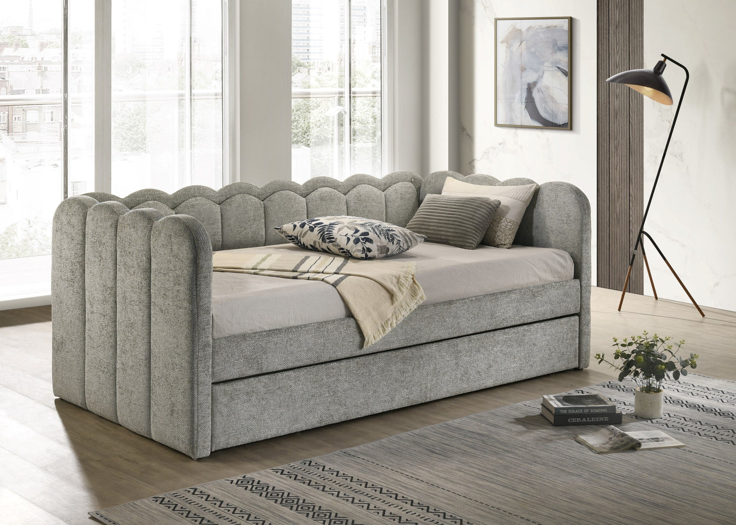 Melody Light Gray LED Daybed with Trundle 5328