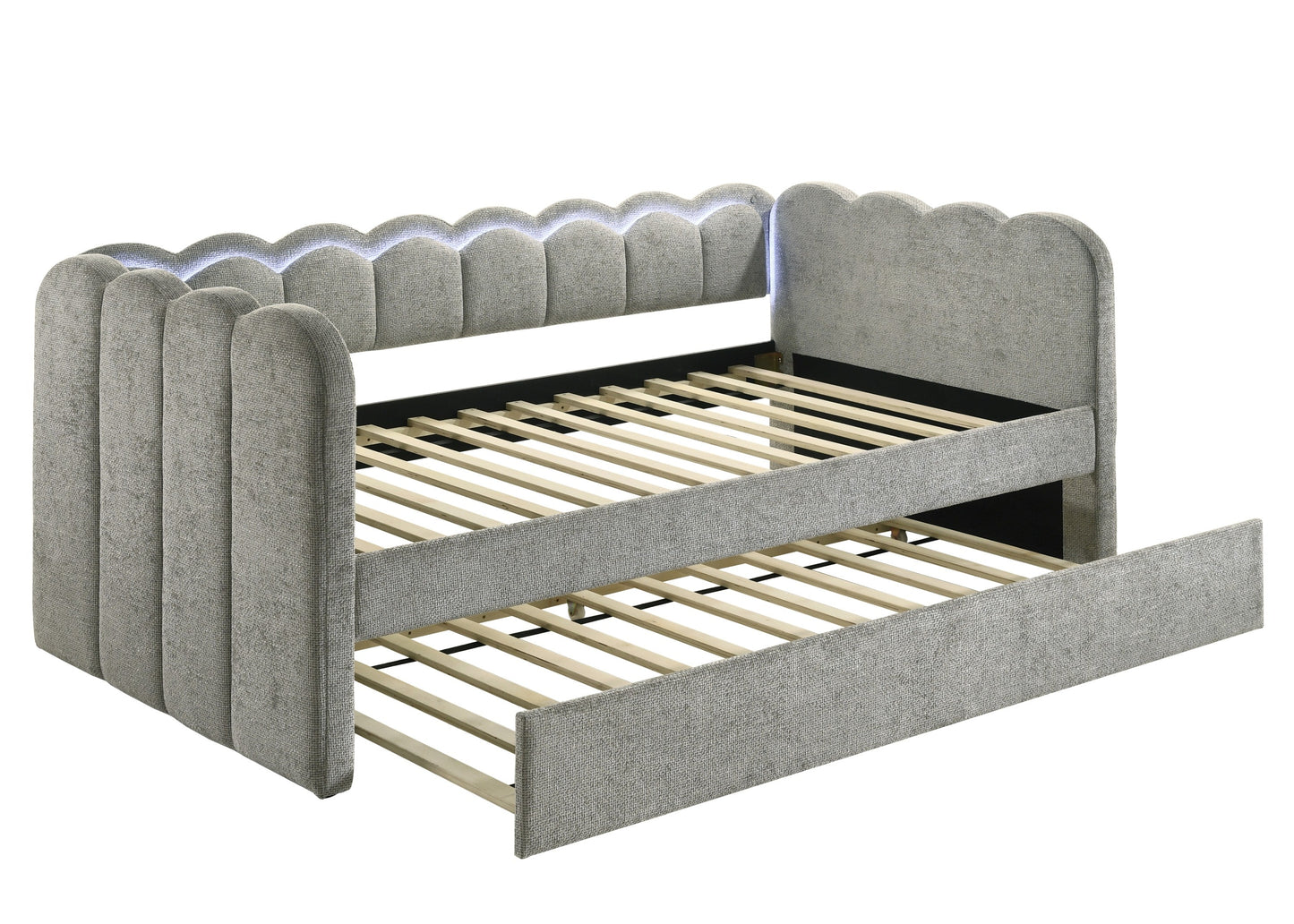 Melody Light Gray LED Daybed with Trundle 5328