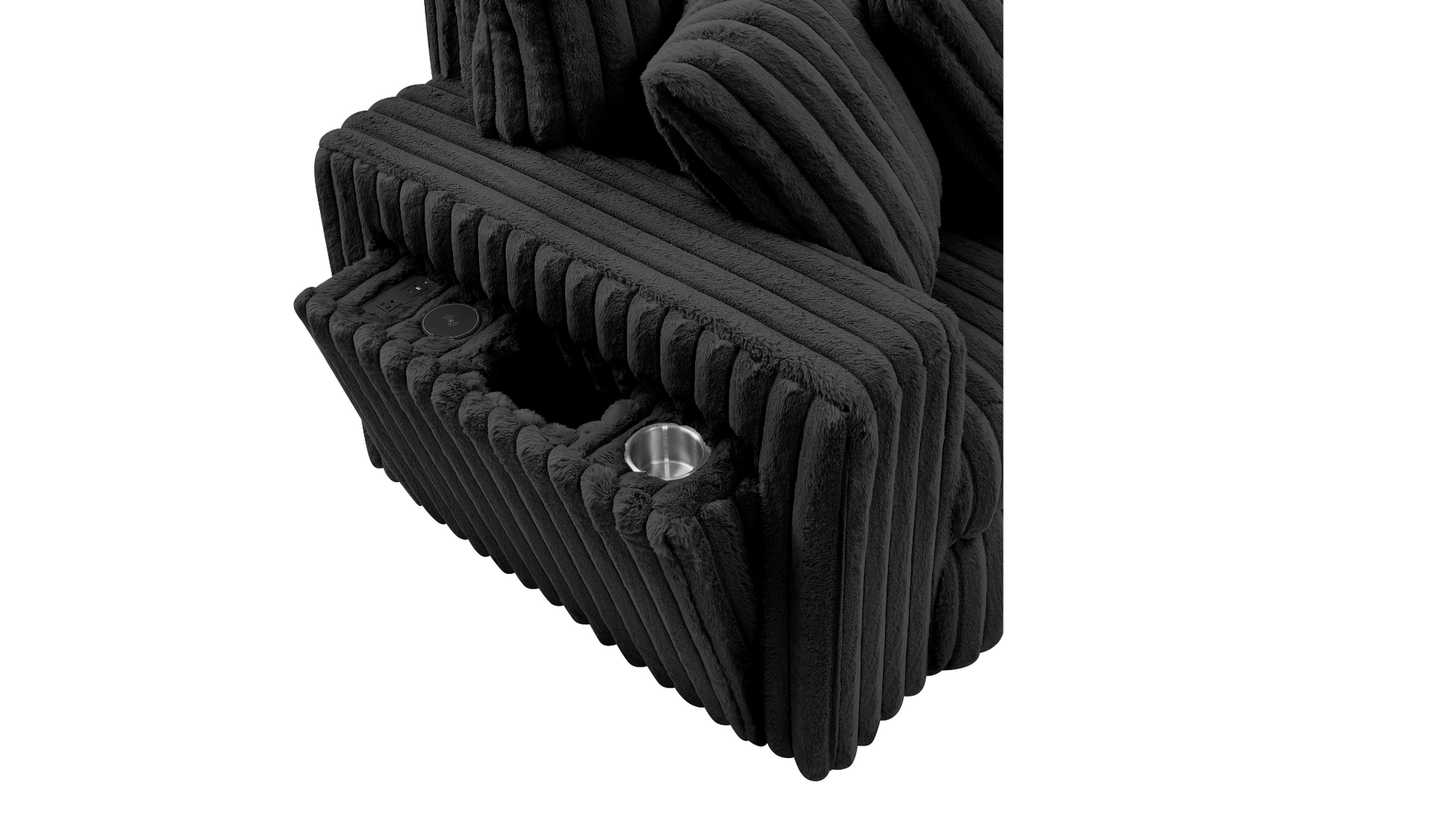 Rana Black Cord Fabric POWER Sectional S3663