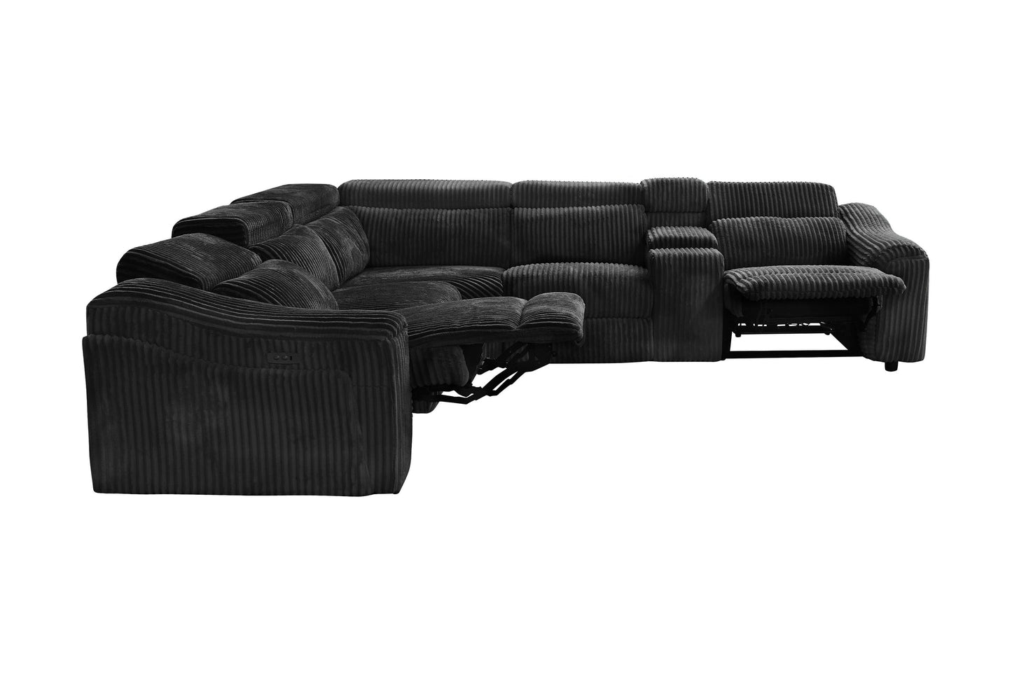 Yash Black Corduroy POWER Reclining Sectional S7033