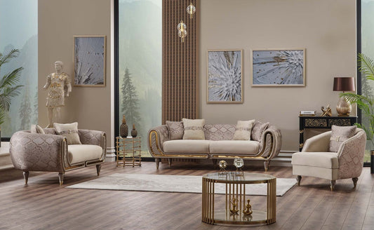 Lima 3-pieces (Sofa & Loveseat & Chair) Livingroom Set Cream
