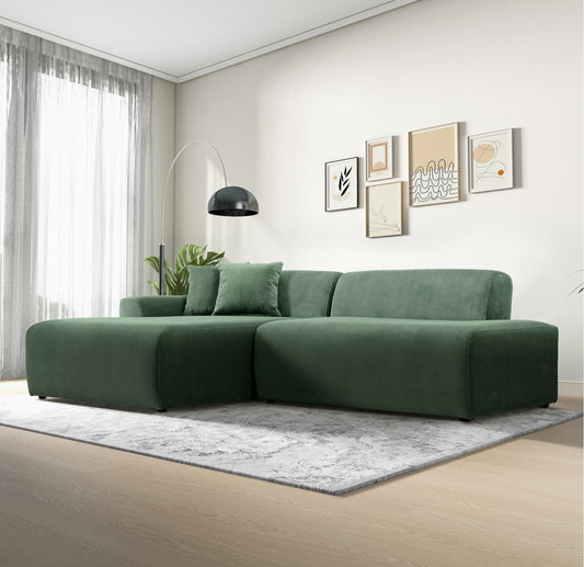 Mar Green LAF Sectional Corduroy Sofa