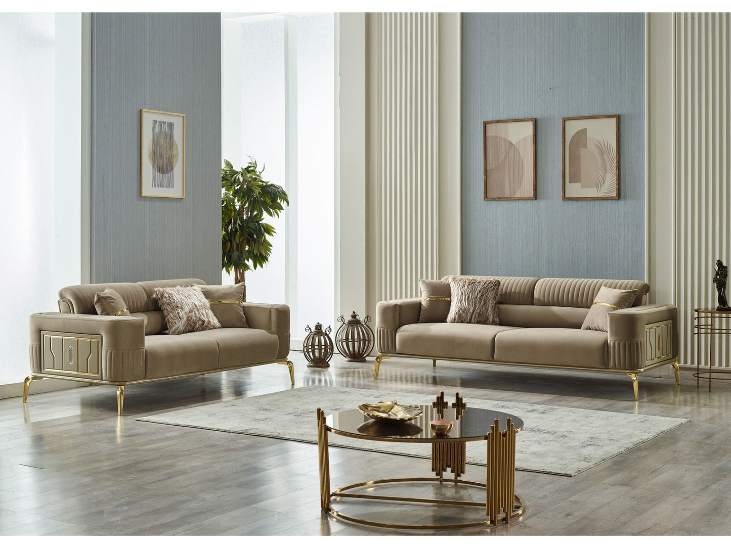 Armoni 3-pieces (Sofa & Loveseat & Chair) Livingroom Set Beige
