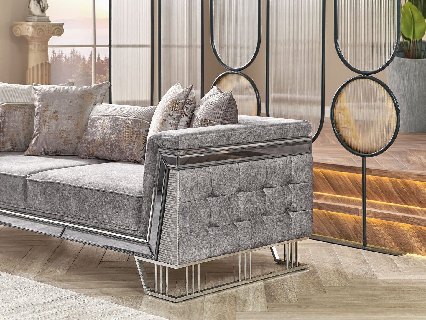 Munich 3-pieces (Sofa & Loveseat & Chair) Livingroom Set Grey
