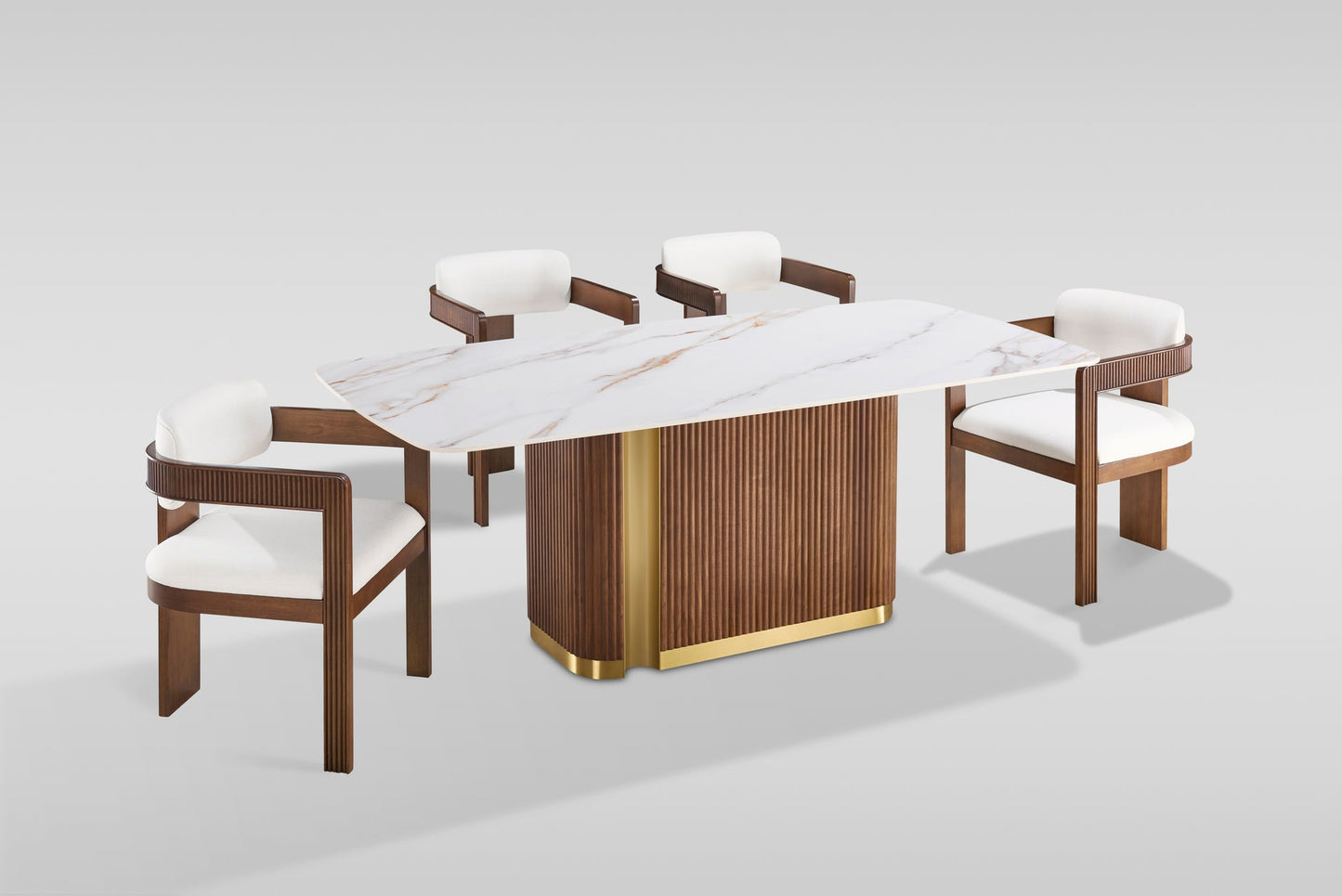Valente White/Walnut Dining Room Set D1580