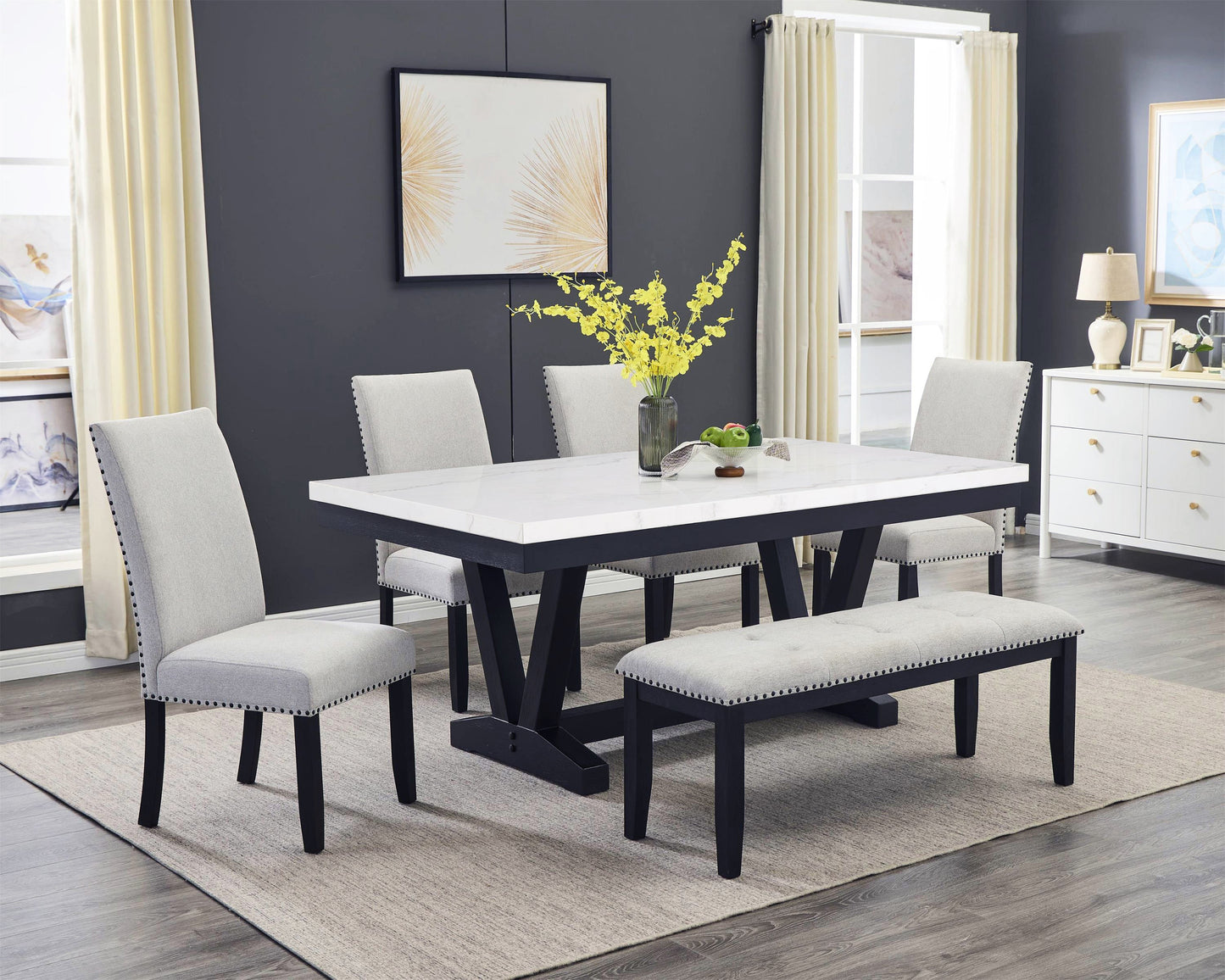 Varley Dove Genuine Marble Dining Set 1320