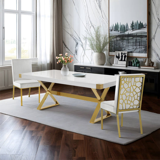 Adel White/Gold 5pc Dining Room  D900-T